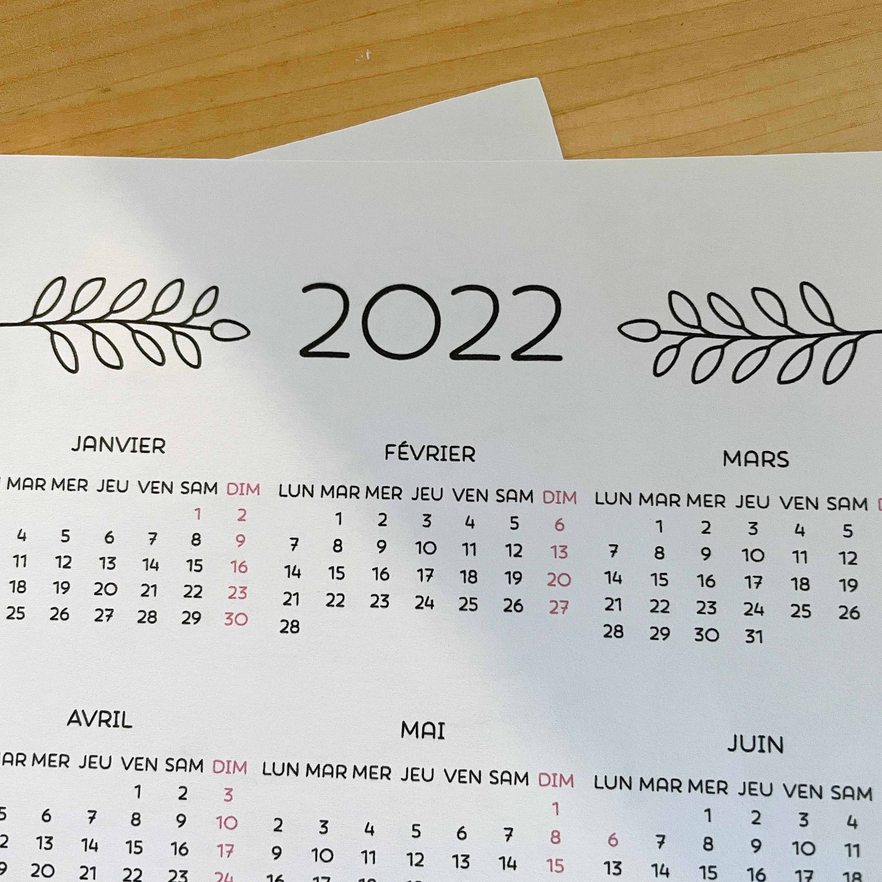 sticker calendrier bullet journal 2022