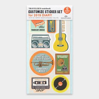 Traveler's Notebook Stickers set, thématique Musique, édition 2020