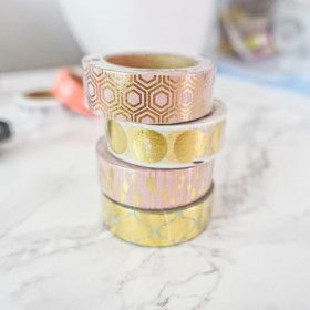 Washi Tape collection Or Geometric (4 rouleaux)