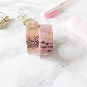 Washi Tape Rose + Or (2 rouleaux)