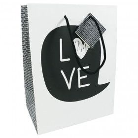 Sac Cadeau noir et blanc "LOVE", 19x12x25cm