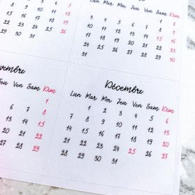 Stickers calendriers 2020 / mensuels / script