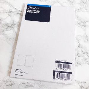 Recharge vierge / pages blanches A5 Filofax