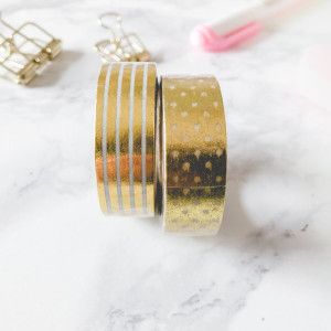 washi tape rayures et petits pois or
