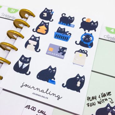 Stickers pour planner: chat noir pour cat lovers!