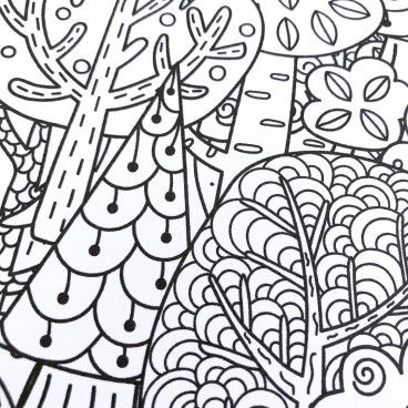 Sticker Pleine Page - Coloriage relaxant Forêt